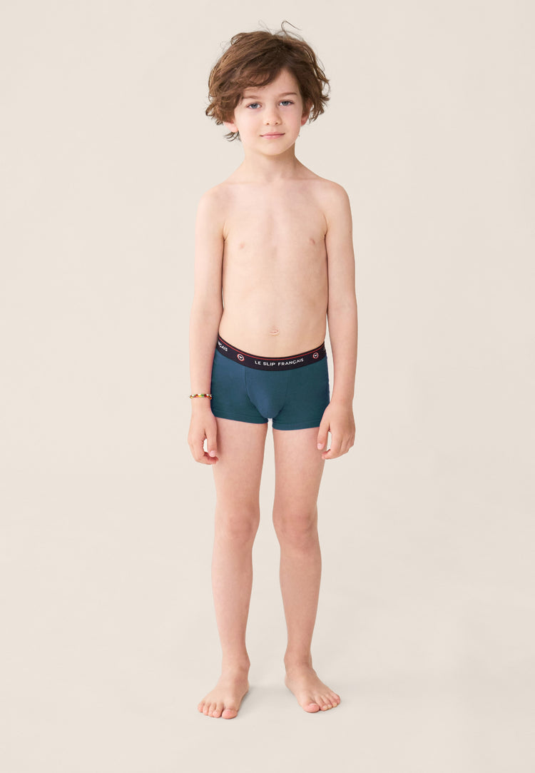 Boxer enfant bleu en coton - Petit Joseph Bleu Canard - Le Slip Français - 1