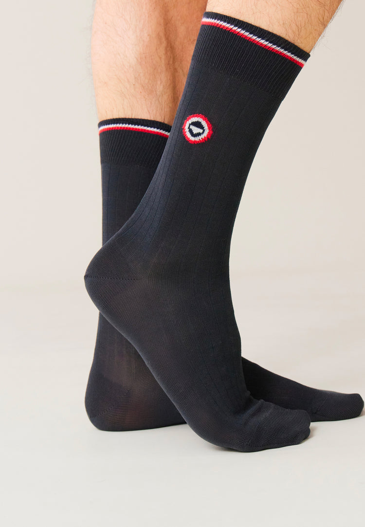 Chaussettes mi-hautes anthracite en fil d'Écosse - Nessy Anthracite - Le Slip Français - 3