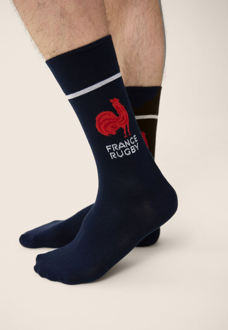 Chaussettes mi-hautes en coton - Lucas France Rugby Marine - Le Slip Français - 2