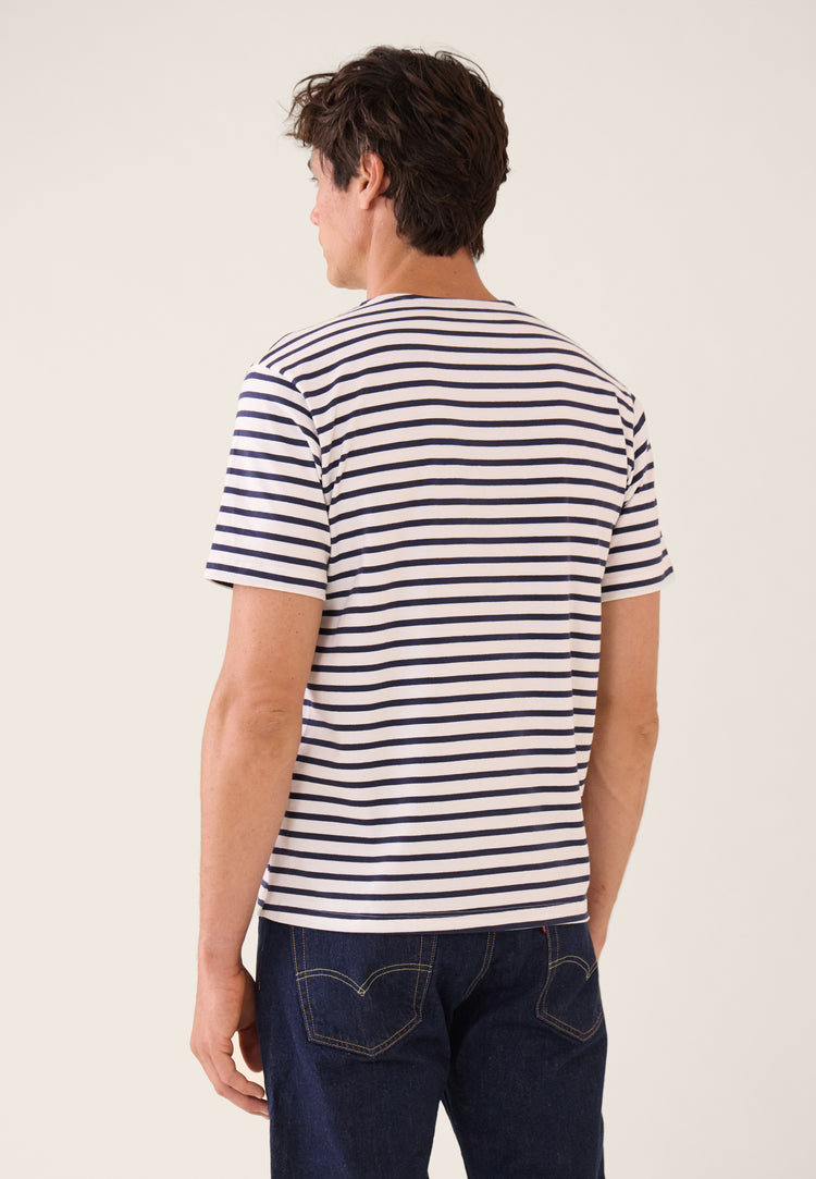T-shirt manches courtes en coton stretch - T-shirt Mariniere Marine - Le Slip Français - 4