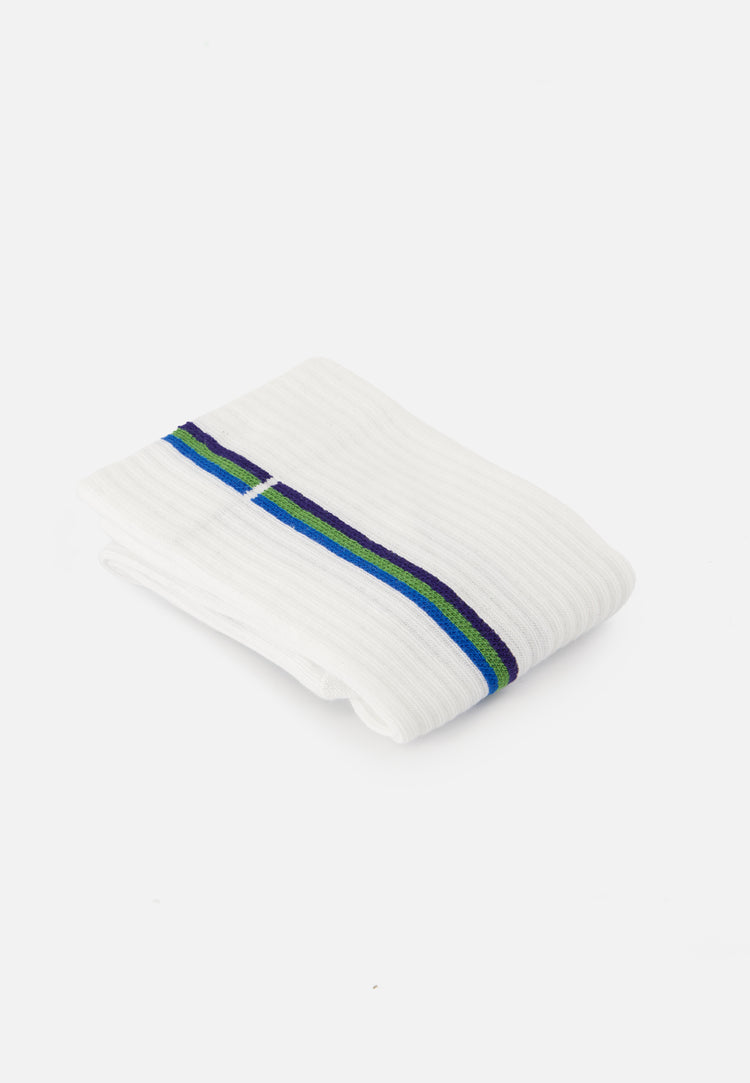 Chaussettes mi-hautes mixtes en coton - Wilfried Lignes Bleu Turquoise Mint Green Indigo - Le Slip Français - 4