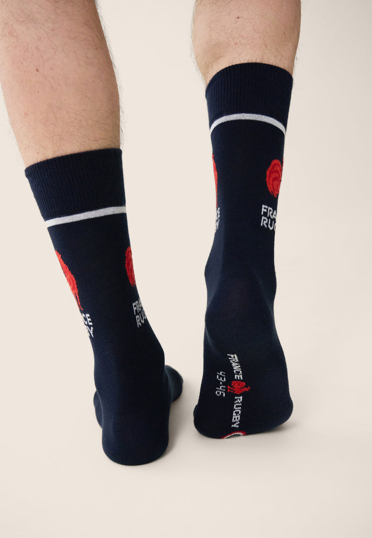 Chaussettes mi-hautes en coton - Lucas France Rugby Marine - Le Slip Français - 3