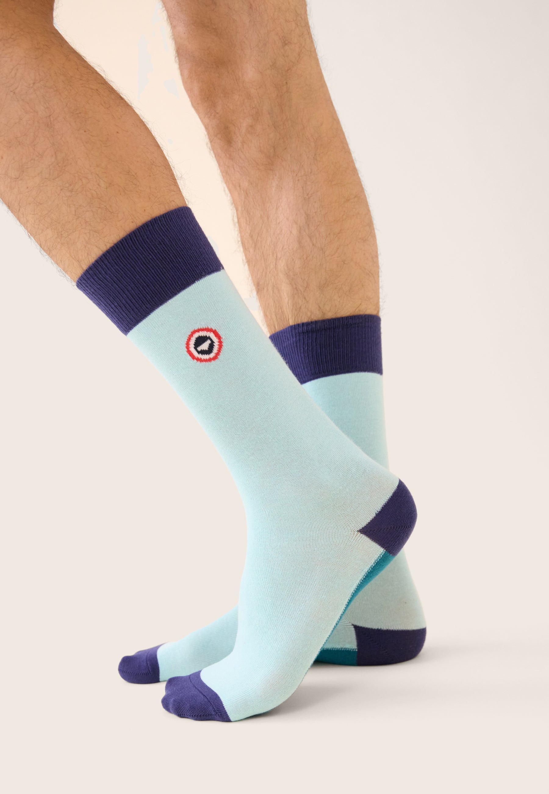 Chaussettes mi-hautes bleu fantaisie - Lucas Bloc Indigo Bleu Canard Vert D'Eau - Le Slip Français -  2