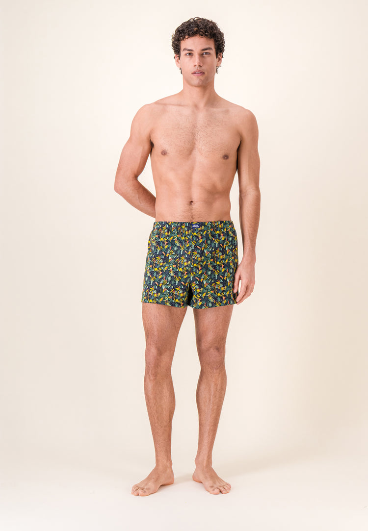 Caleçon vert à motif jungle en jersey de coton - Fredo Jungle Kaki Veronese - Le Slip Français - 2