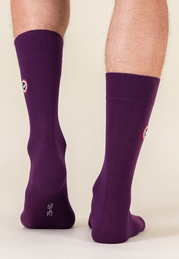 Chaussettes mi-hautes violet en coton - Robuste Violet Profond - Le Slip Français - 3