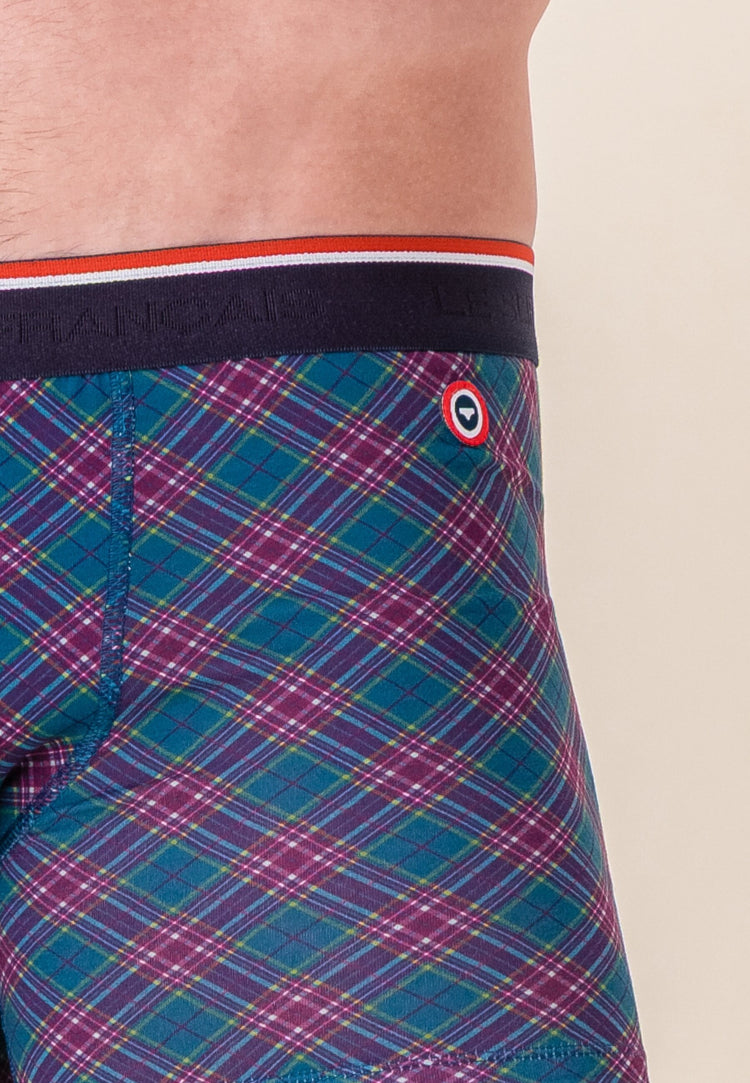 Boxer à motif tartan bleu canard en coton - Marius Tartan Bleu Canard - Le Slip Français - 4