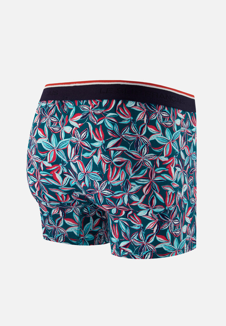 Boxer bleu à motif jasmin en coton - Marius Jasmin Bleu Canard - Le Slip Français - 6