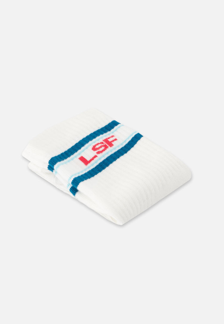 Chaussettes de sport mi-hautes rayées bleu, vert et rose - Wilfried Lsf Bleu Canard Vert D'Eau Rose Cerise - Le Slip Français - 5