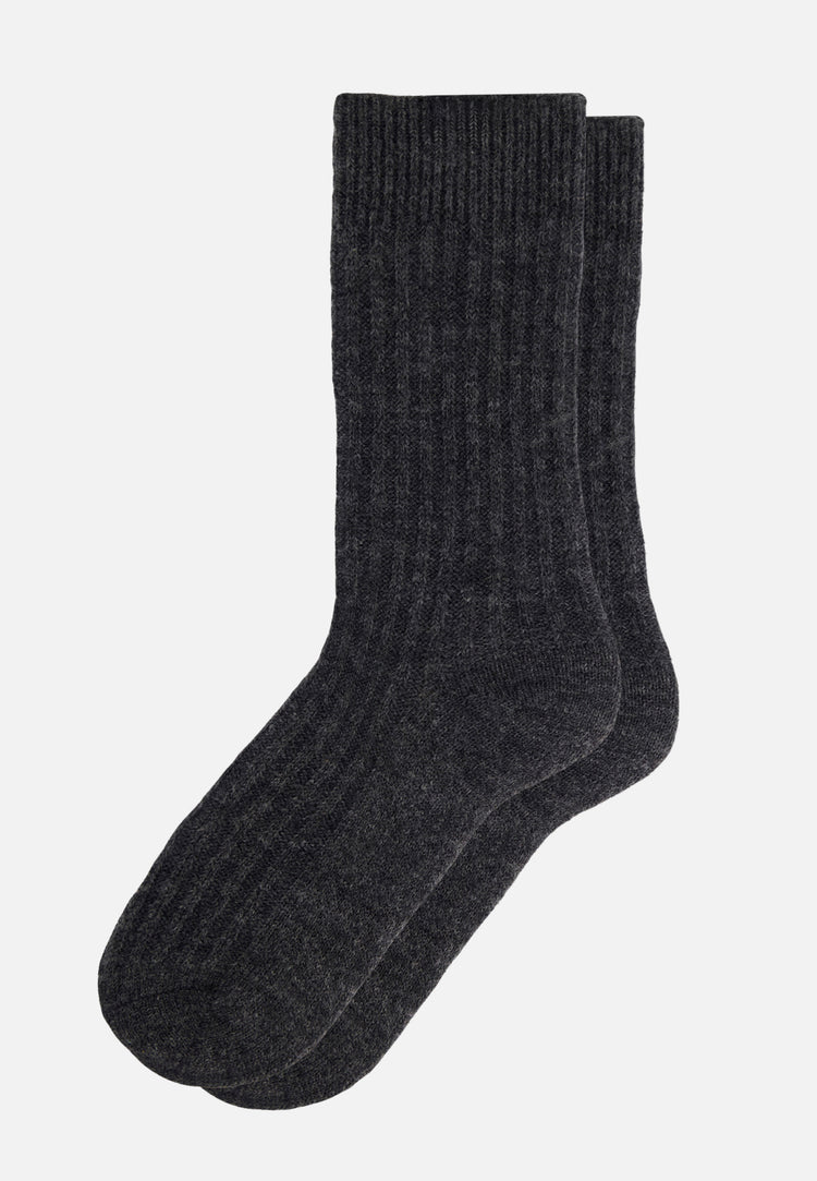Chaussettes mi-hautes grises avec mohair - Andy Gris Chine - Le Slip Français - 1