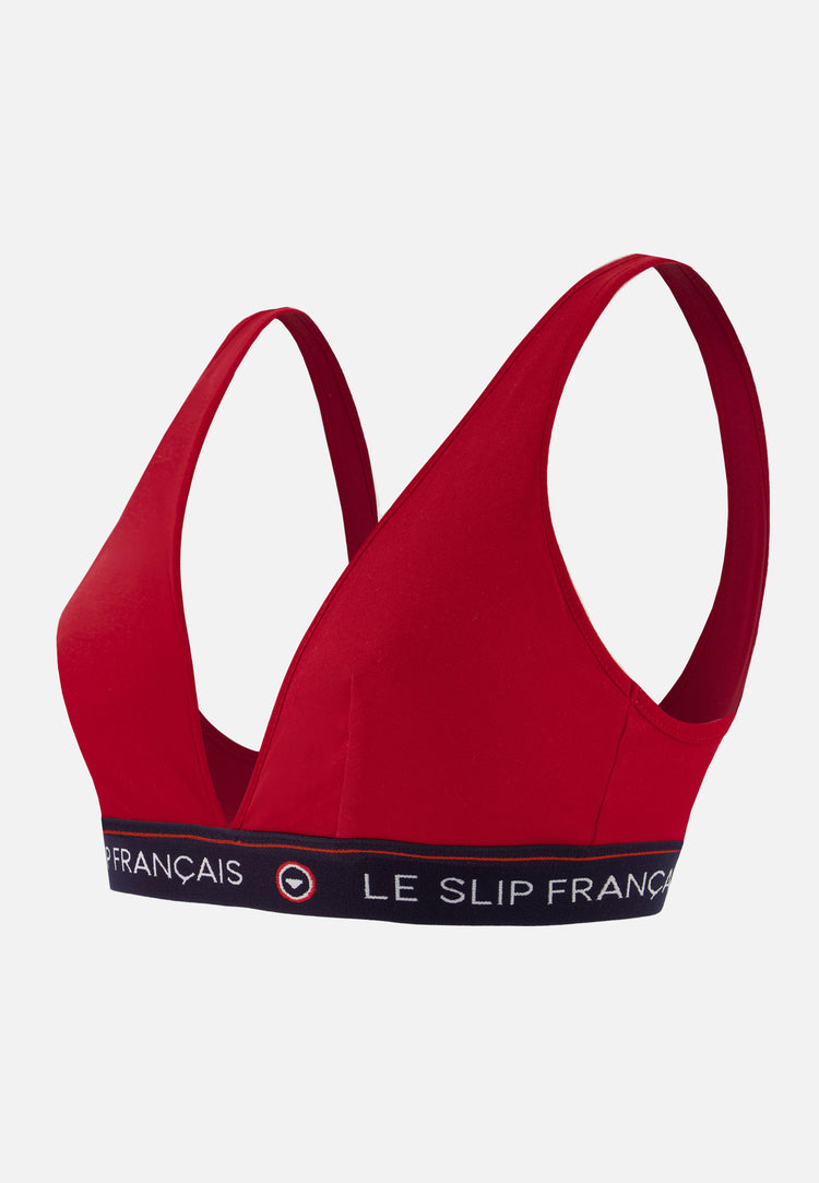 Soutien-gorge triangle sans armature rouge en coton - Seduisante Rouge Cerise - Le Slip Français - 6