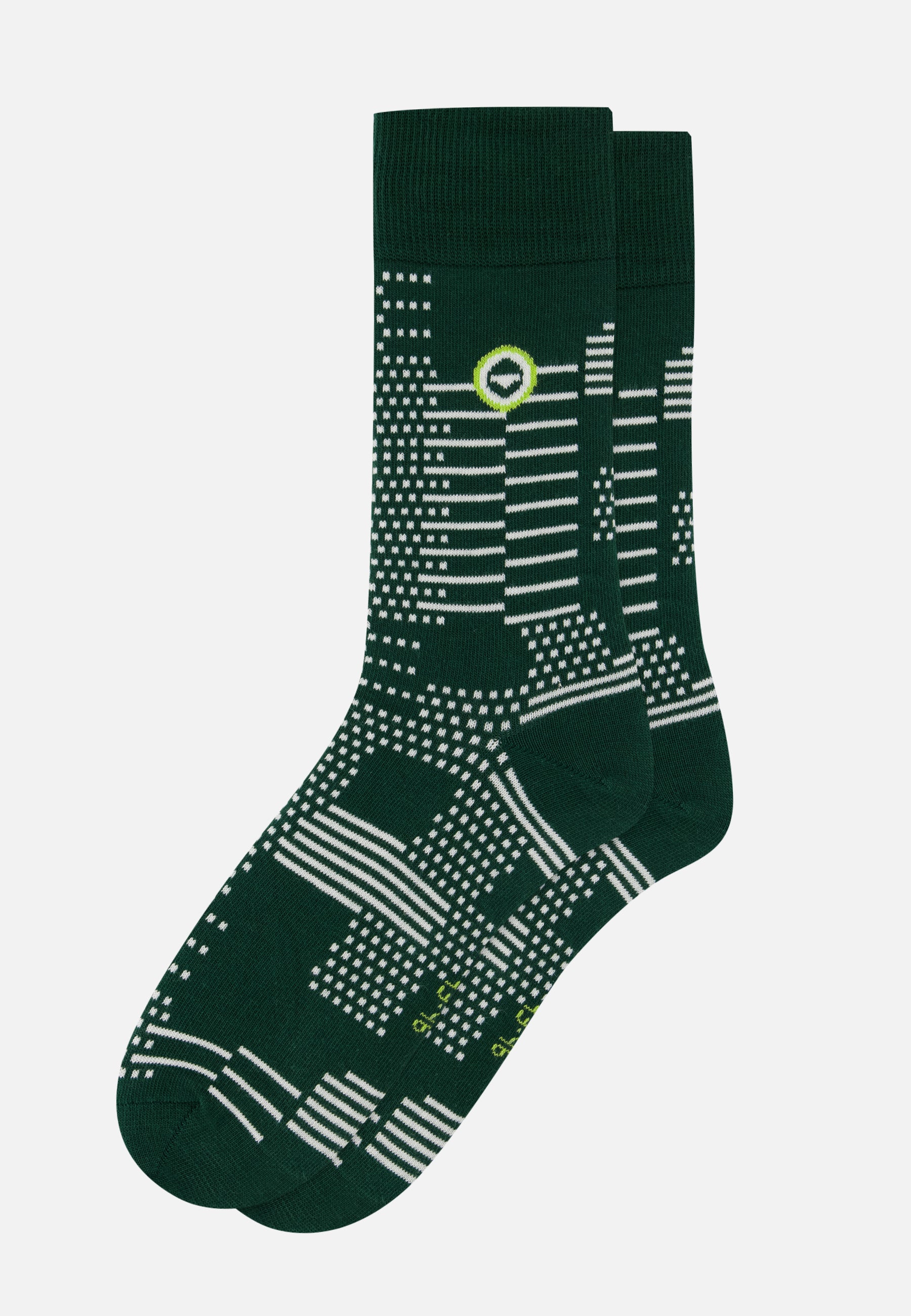 Chaussettes mi-hautes à motif pixel vert forêt en coton - Lucas Pixel Vert Forêt - Le Slip Français -  1