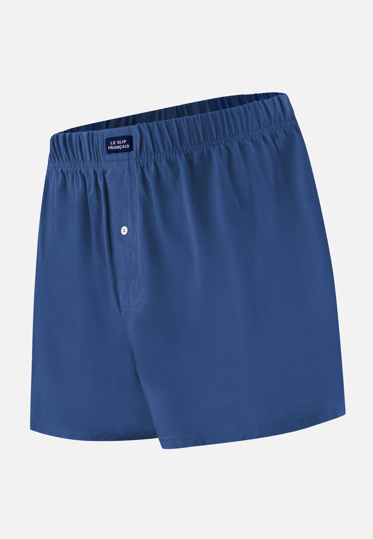 Caleçon bleu en jersey de coton - Fredo Bleu Acier - Le Slip Français - 1