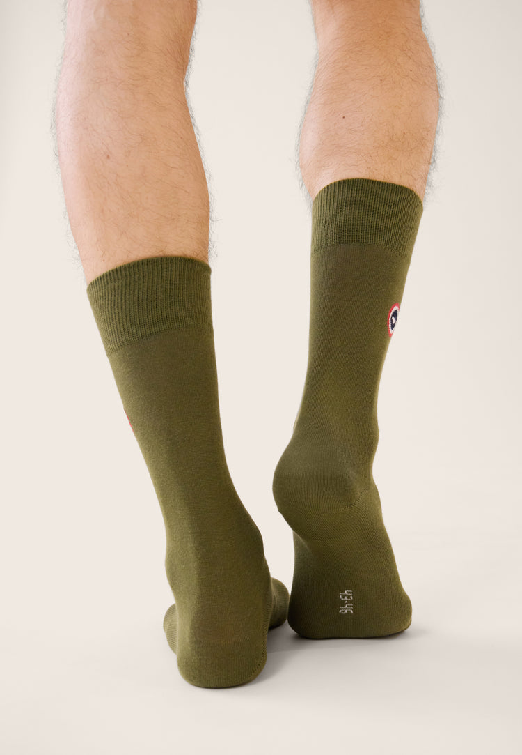 Chaussettes mi-hautes unies vert - Robuste Kaki Veronese - Le Slip Français - 3