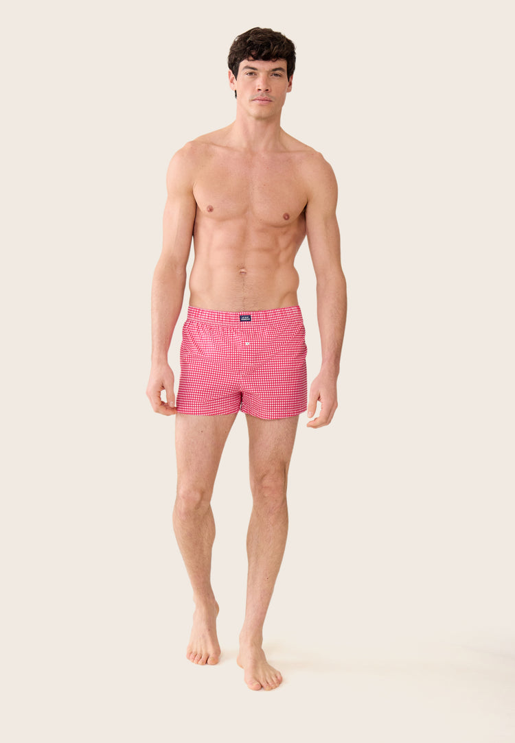 Caleçon à carreaux rose en coton - Jacques Vichy Rose Cerise - Le Slip Français - 2