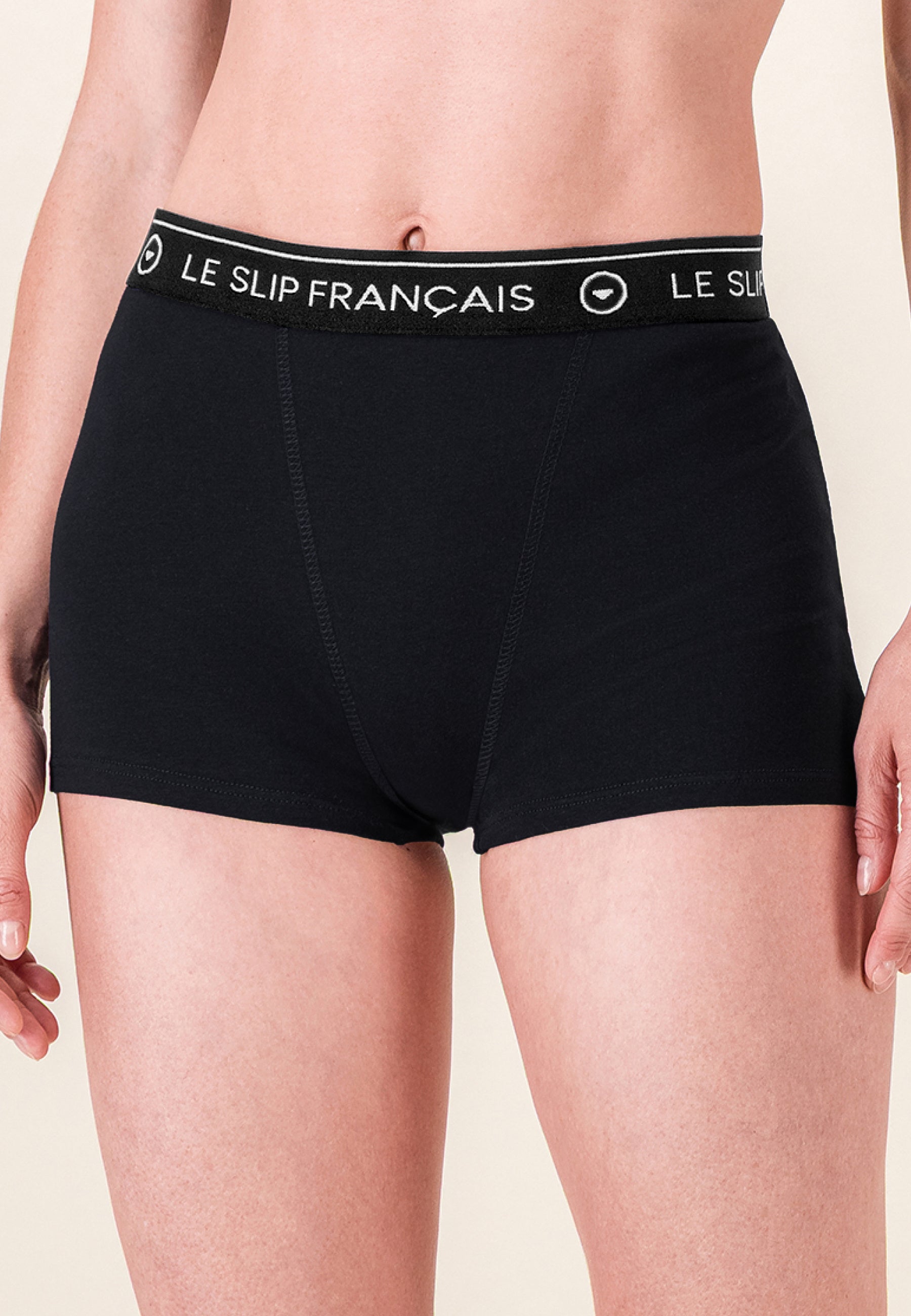Culotte boxer femme noire en coton - Fougueuse Noire - Le Slip Français -  1