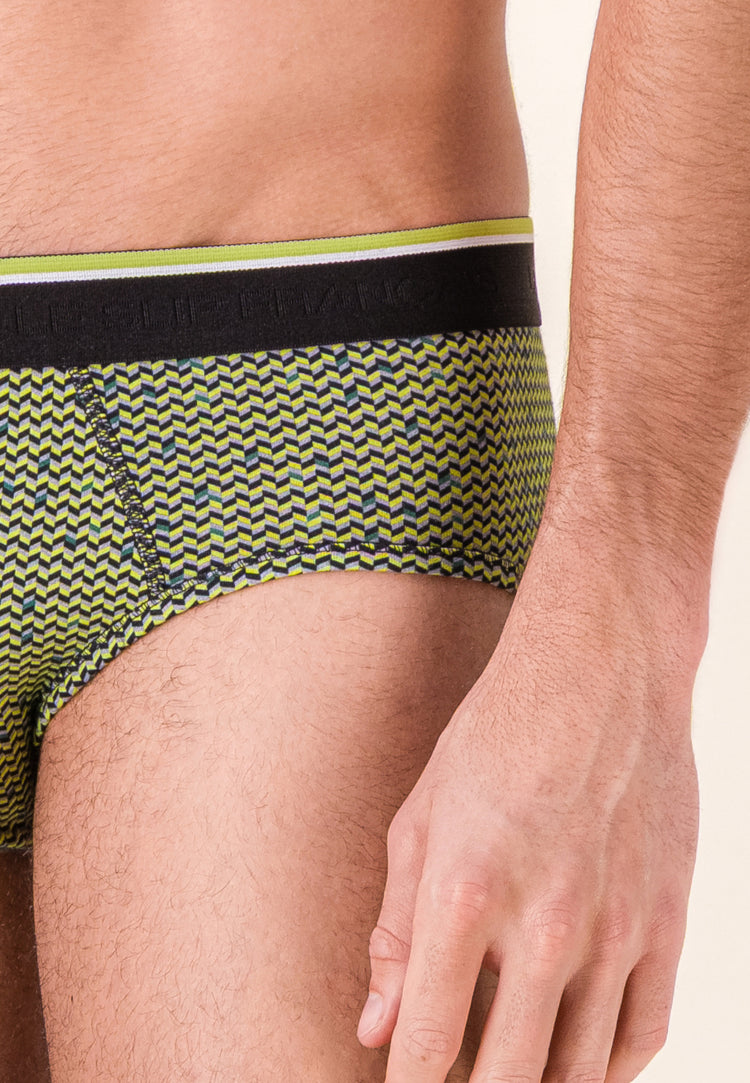 Slip à motif chevron jaune anis en coton - Terrible Chevron Jaune Anis - Le Slip Français - 5