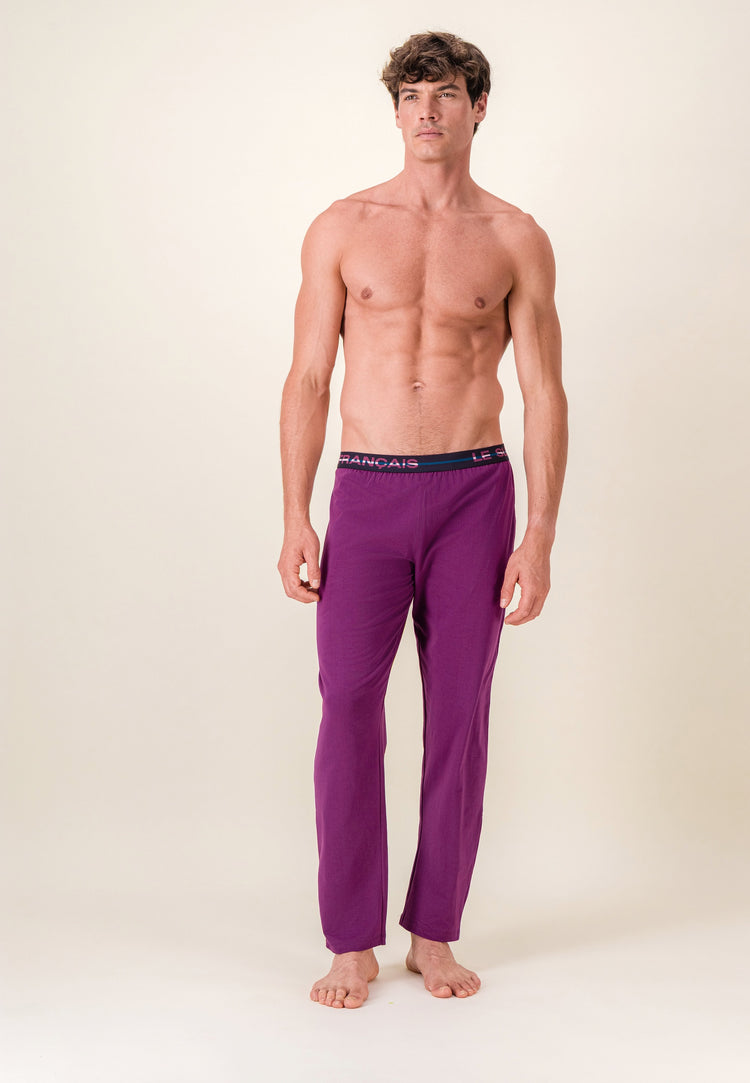 Bas de pyjama long violet en coton - Indomptable Violet Profond - Le Slip Français - 1