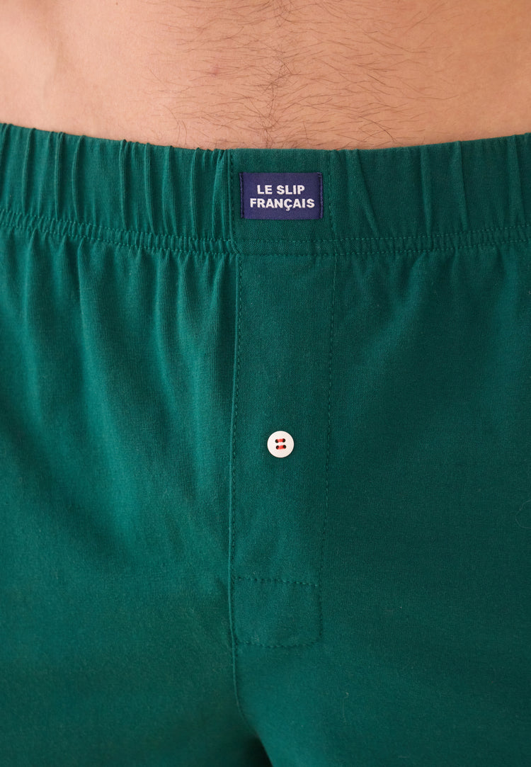 Caleçon vert sapin en jersey de coton - Fredo Vert Sapin Brodé Bûche de Noël - Le Slip Français - 5