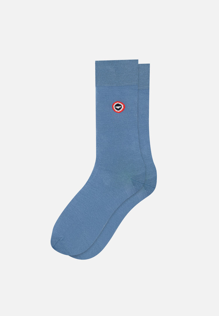 Chaussettes mi-hautes bleu en coton - Robuste Bleu Jean - Le Slip Français - 1