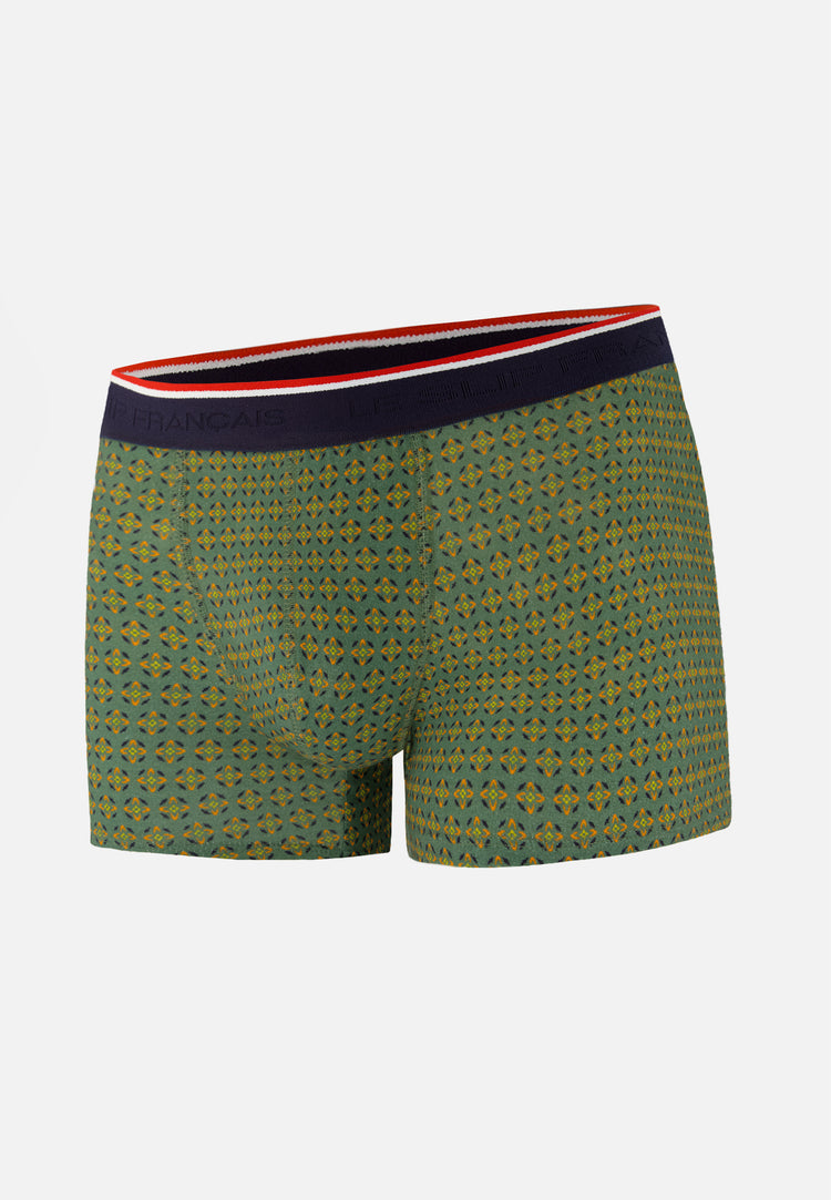 Boxer vert à motif ornement en coton - Marius Ornement Veronese - Le Slip Français - 1