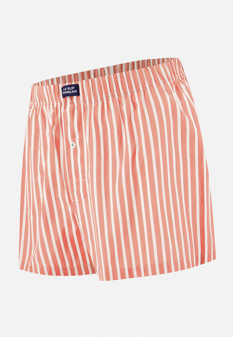 Caleçon à rayures orange en coton - Jacques Sens Orange Pur - Le Slip Français - 1