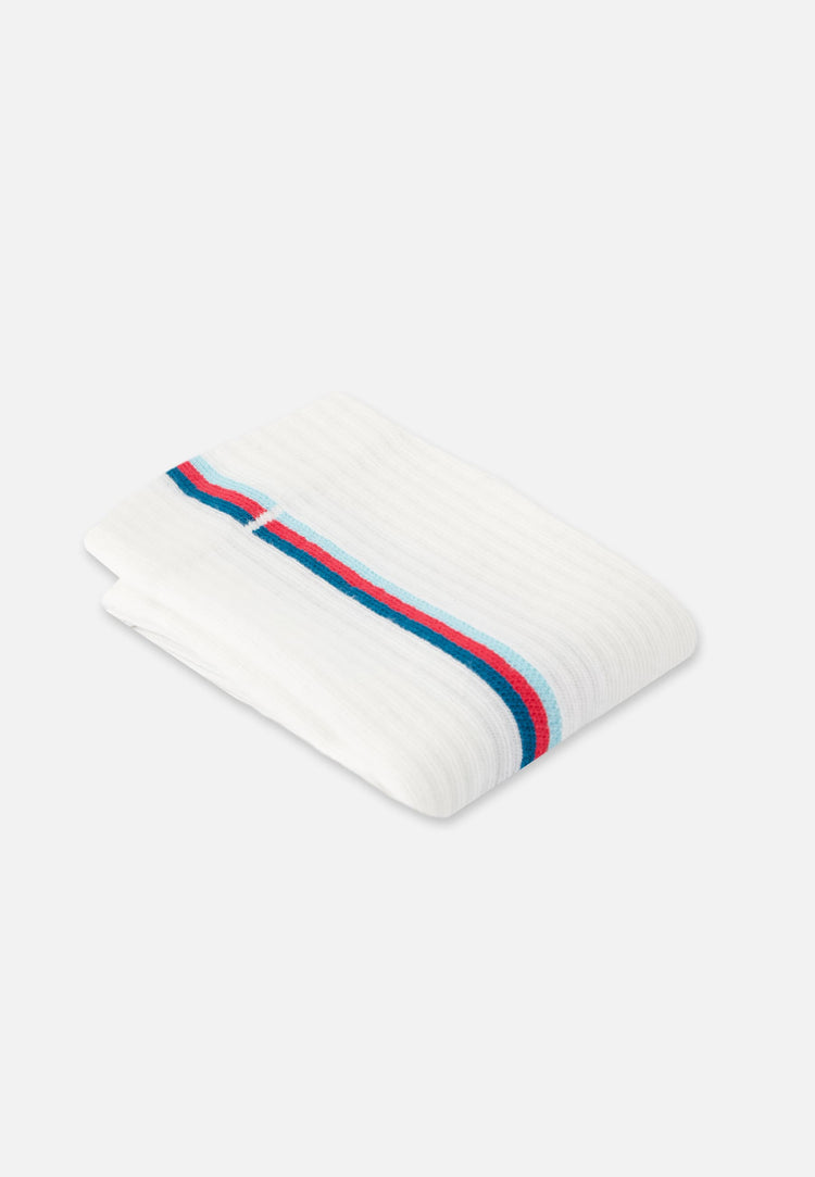 Chaussettes de sport mi-hautes rayées bleu, rose et vert - Wilfried Lignes Bleu Canard Rose Cerise Vert D'Eau - Le Slip Français - 5