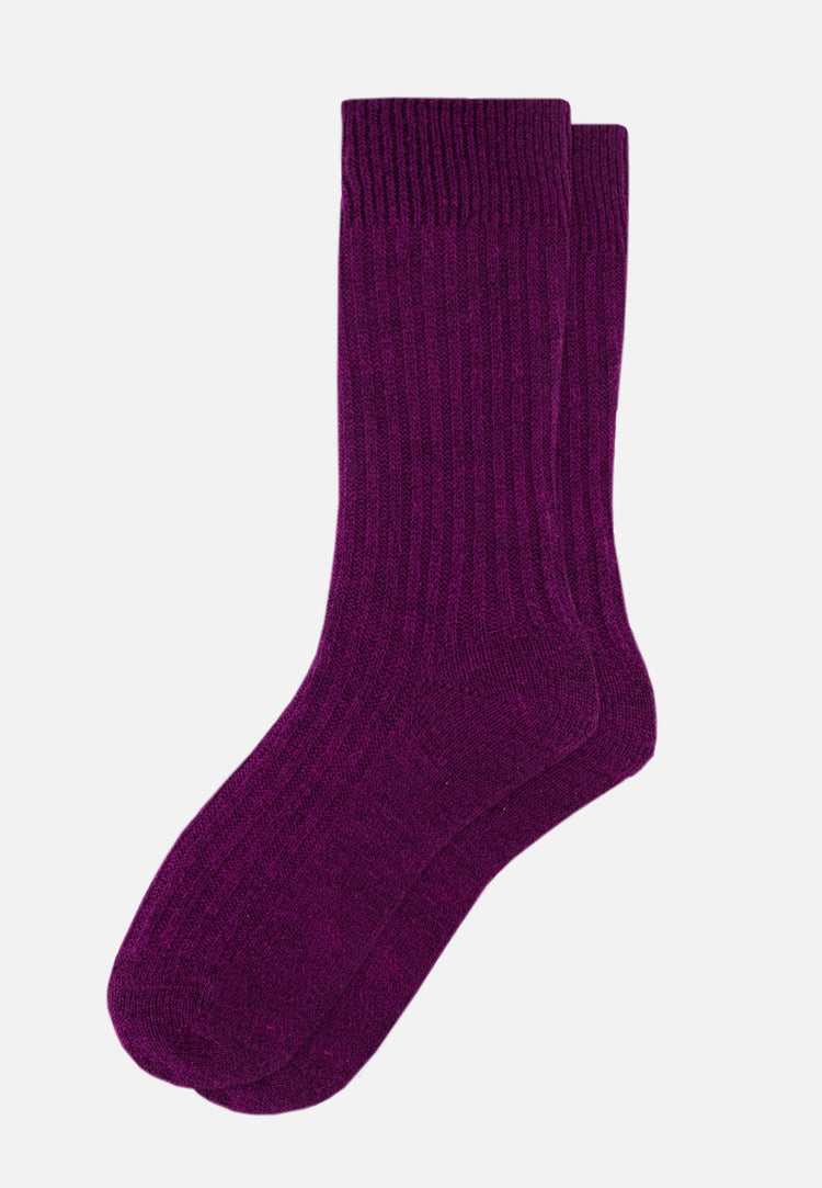Chaussettes mi-hautes en mohair - Andy Violet Profond - Le Slip Français - 1
