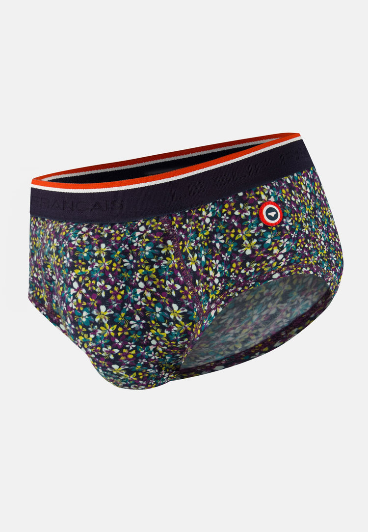 Slip à motif bloom bleu canard en coton - Terrible Bloom Bleu Canard - Le Slip Français - 1