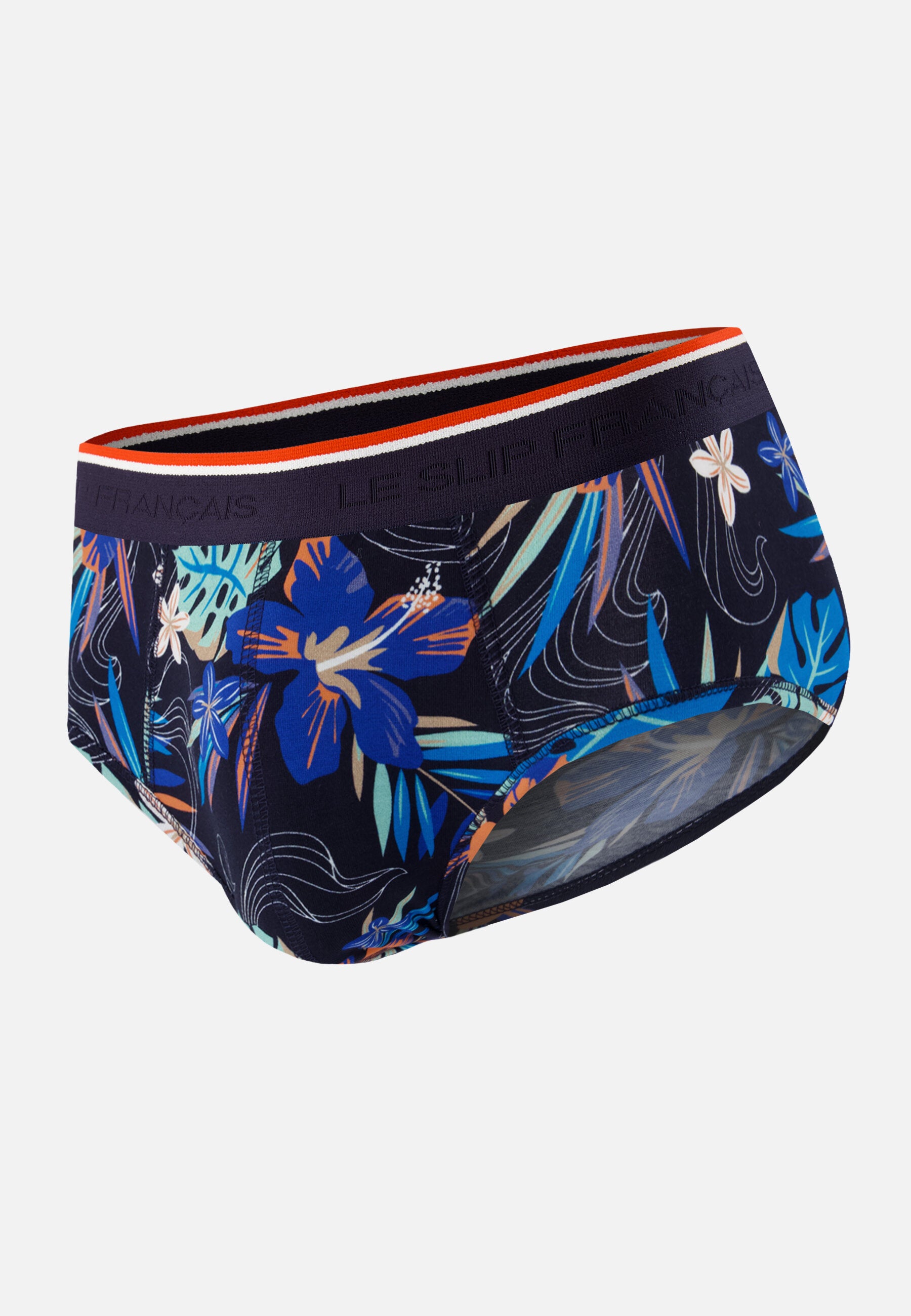 Slip bleu à motif floral en coton - Terrible Hawaï Bleu Nautique - Le Slip Français -  1