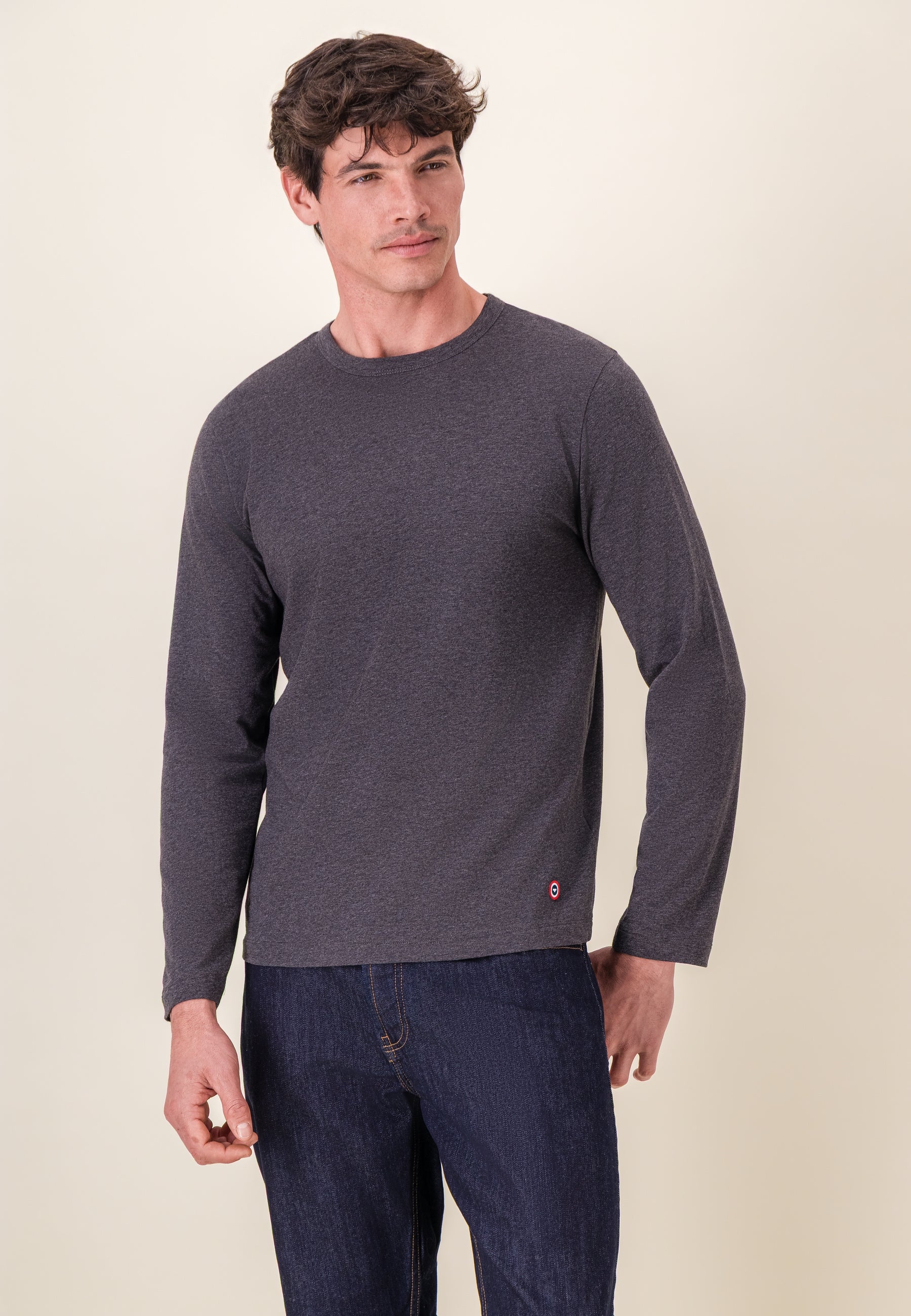 T-shirt à manches longues gris en coton - Superbe Gris Anthracite - Le Slip Français -  1