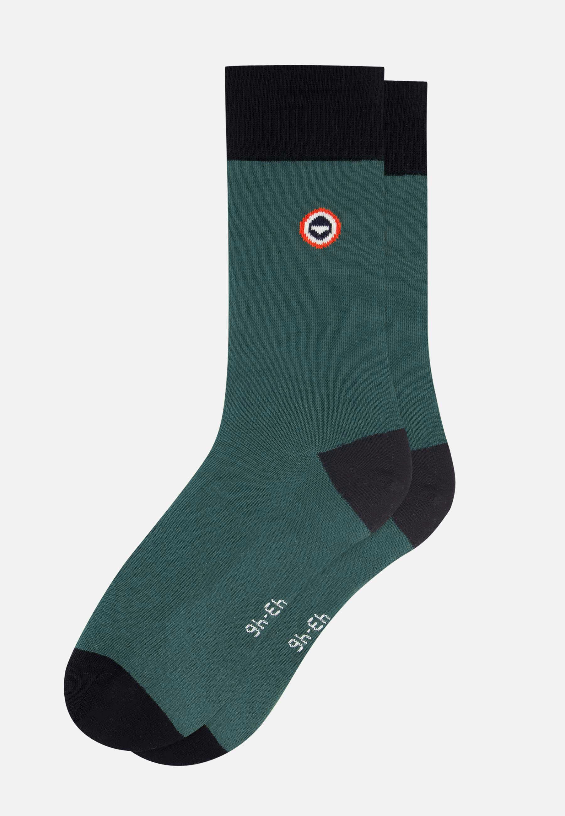 Chaussettes mi-hautes vert en coton - Robuste Vert Forêt Noir - Le Slip Français -  1